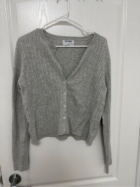 Old Navy Gray Cable Knit Button-Front Cardigan